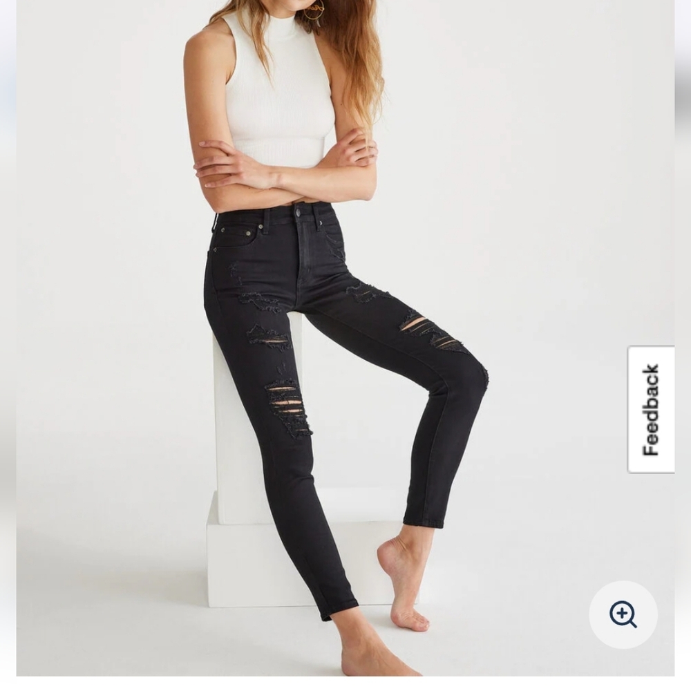 Aeropostale Black Distressed Skinny Jeans - Picture 3 of 8